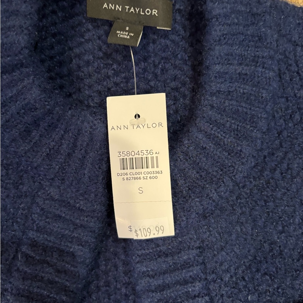 Ann Taylor New Blue Knit Sweater Jacket with Jeweled Button Pockets - Picture 6 of 7